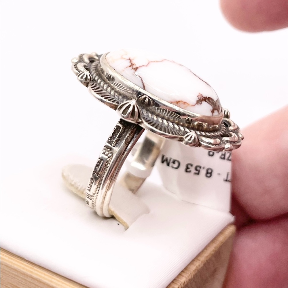 Size 8.5 Wild horse Jasper 925 Sterling Silver Solid Ring - Picture 4 of 11